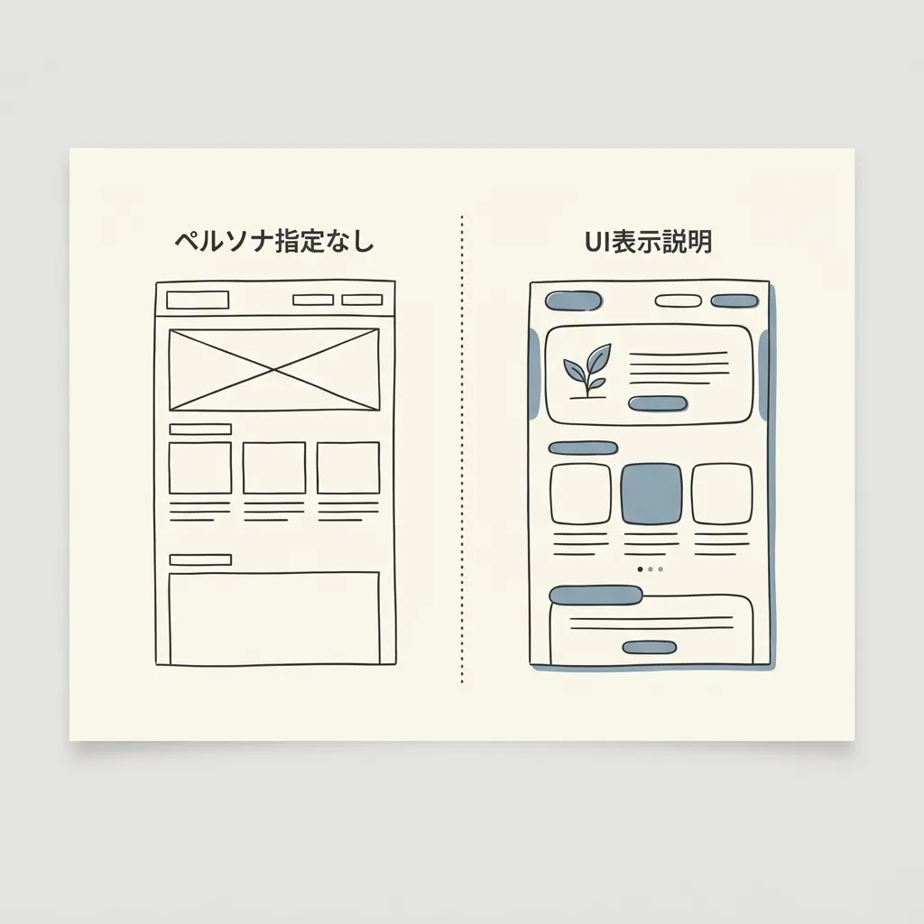 ペルソナ指定あり/なしのUIデザイン比較図解