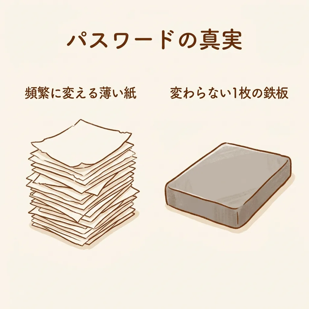 パスワードの真実：頻繁に変える薄い紙より、変わらない1枚の鉄板