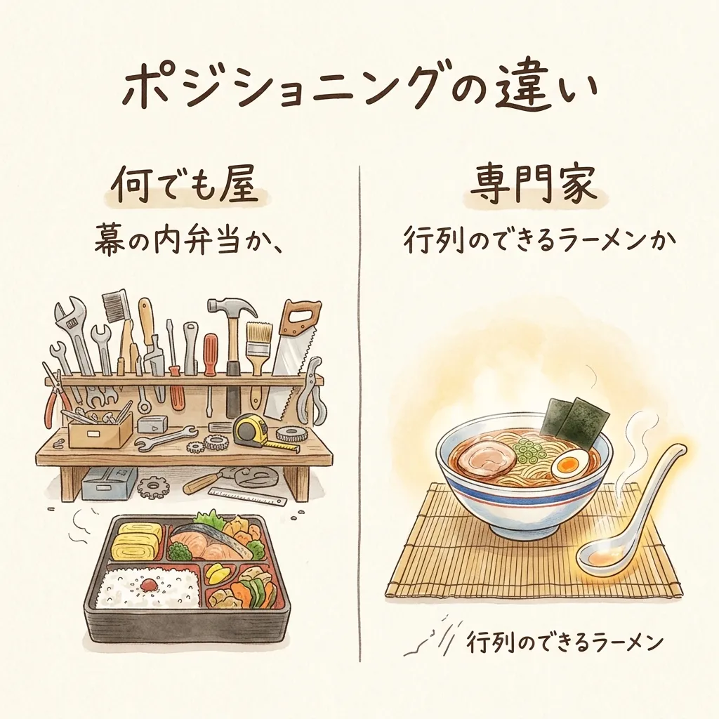 ポジショニングの違いの図解