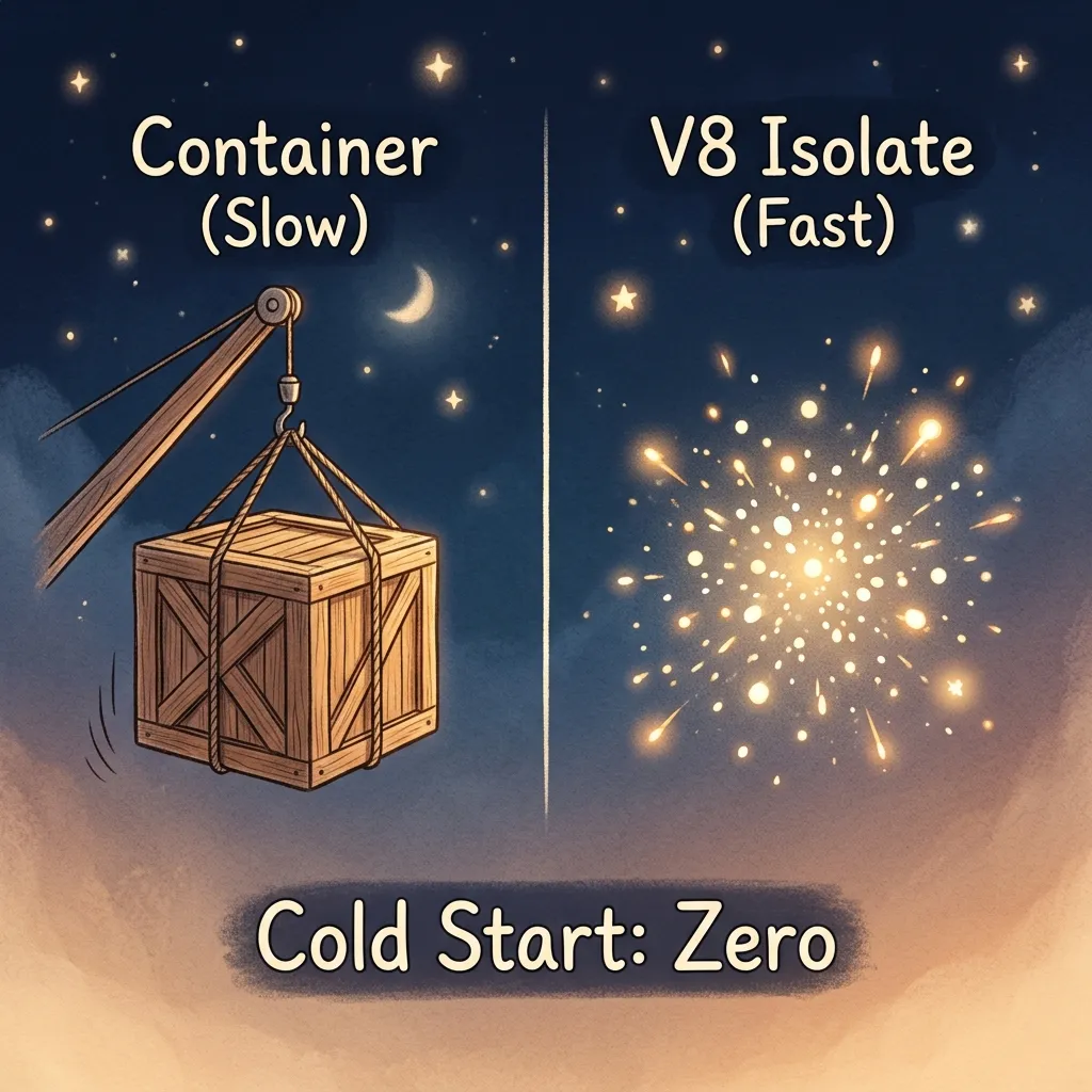 セクション2の図解：コンテナとIsolateの起動速度の違い