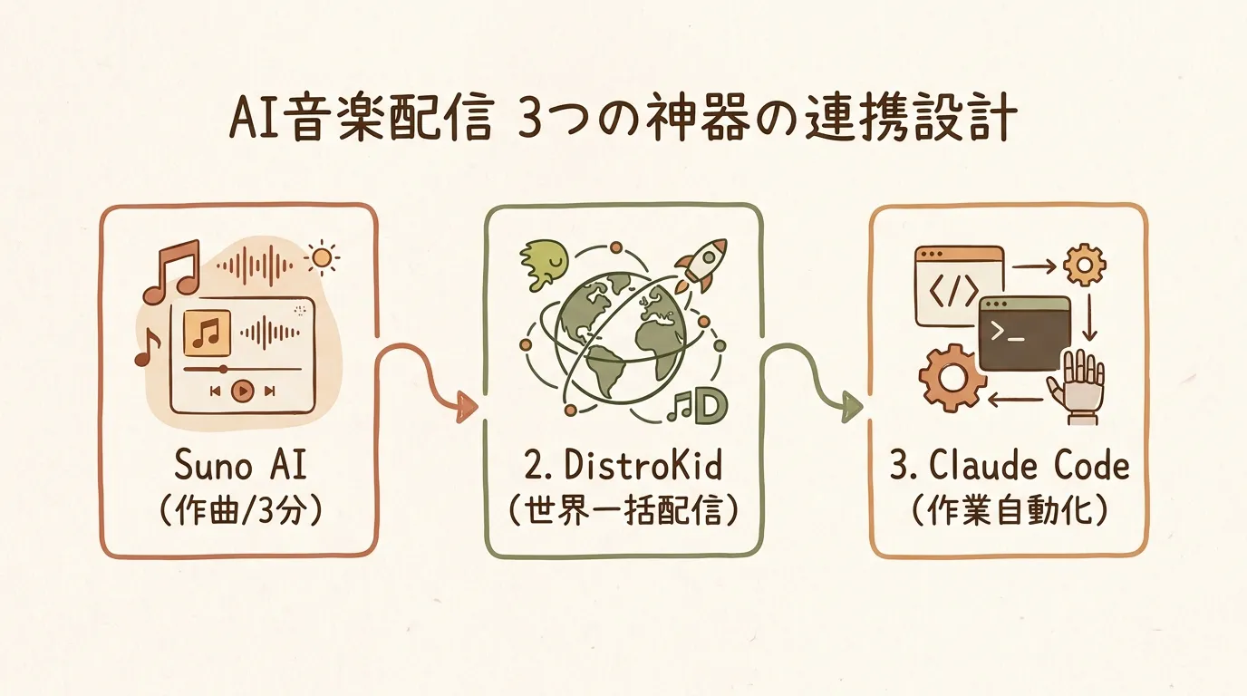 AI音楽配信 3つの神器の連携設計