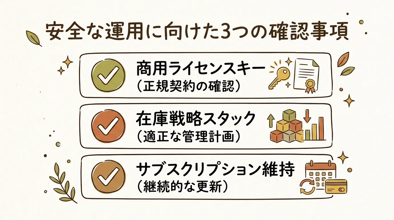 安全な運用に向けた3つの確認事項
