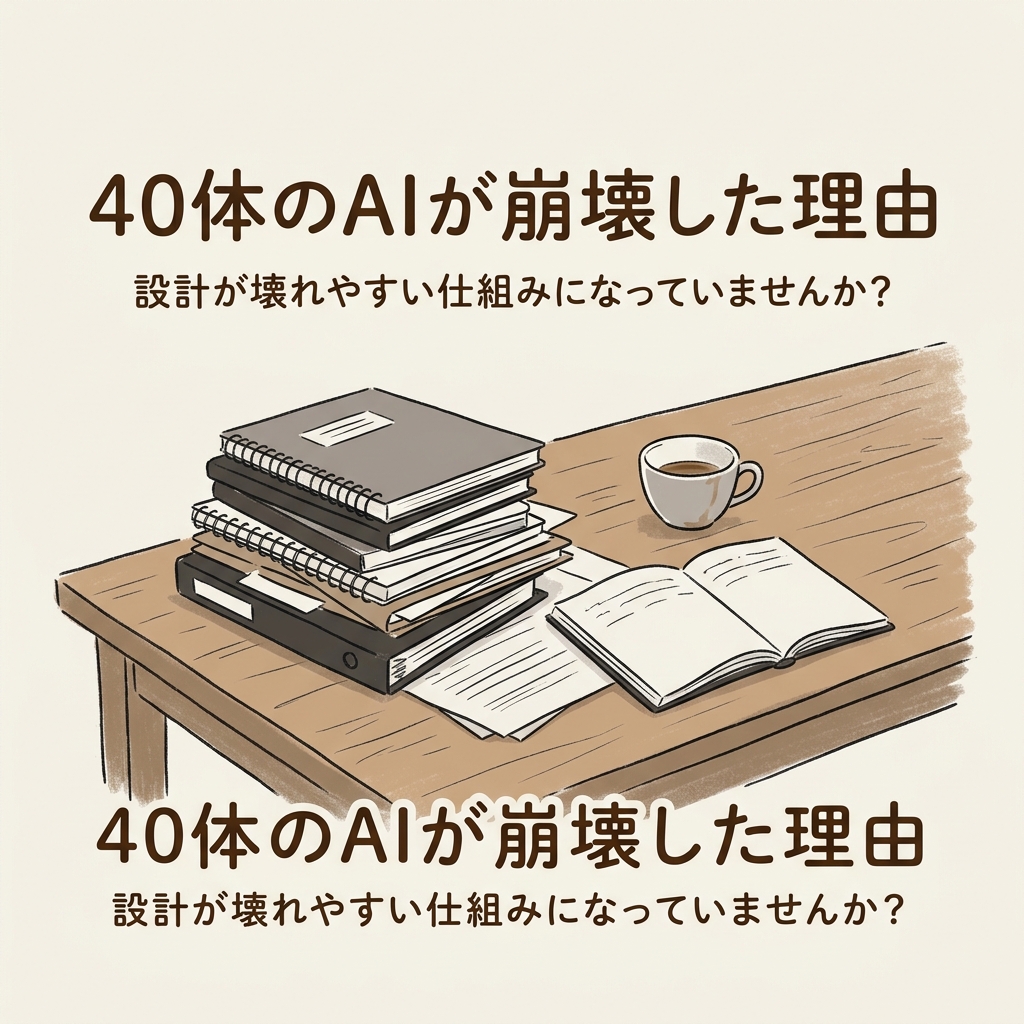 40体のAIエージェントが全滅した理由——「壊れない設計」を1体から始める方法