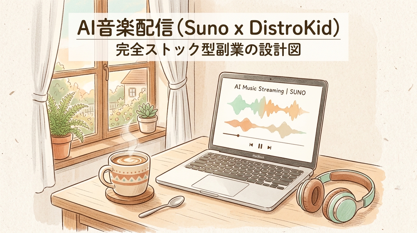 音楽未経験でも世界デビュー!? Suno×DistroKid×Claude Codeで作る「完全ストック型AI音楽副業」の全貌
